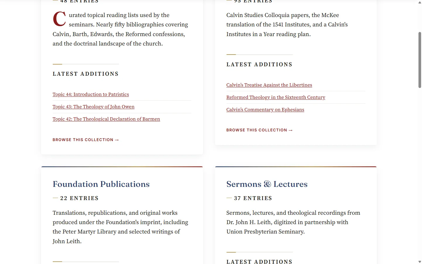 The resource library on the Foundation for Reformed Theology site