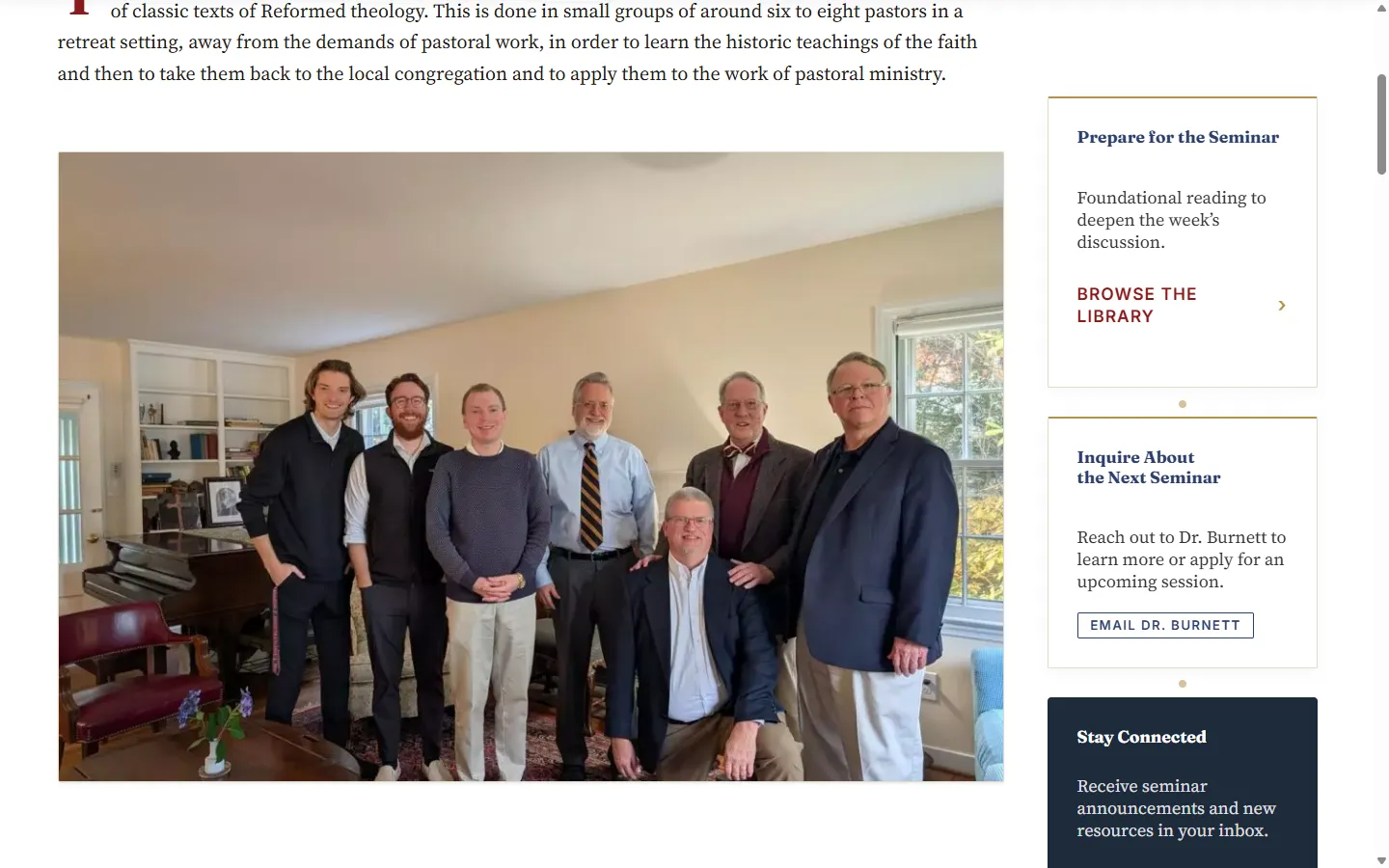 The seminar program page on the Foundation for Reformed Theology site